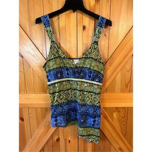 Dress Barn Blue & Green Patterned Tank Top